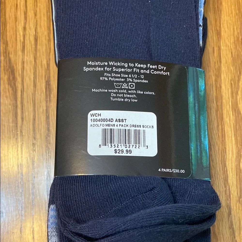 Adolfo Blue Dress Socks with Floral Pattern